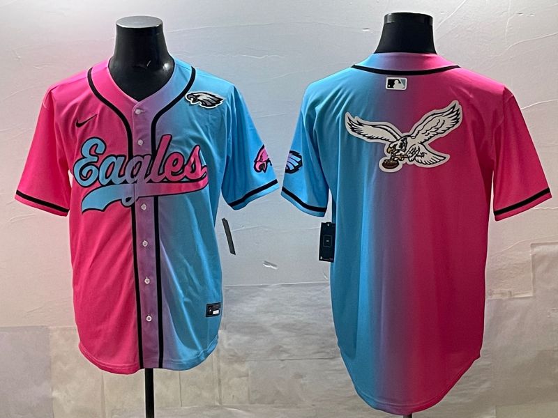 Men 2025 Philadelphia Eagles Blank Blue pink Nike Limited NFL Jersey style 019->philadelphia eagles->NFL Jersey